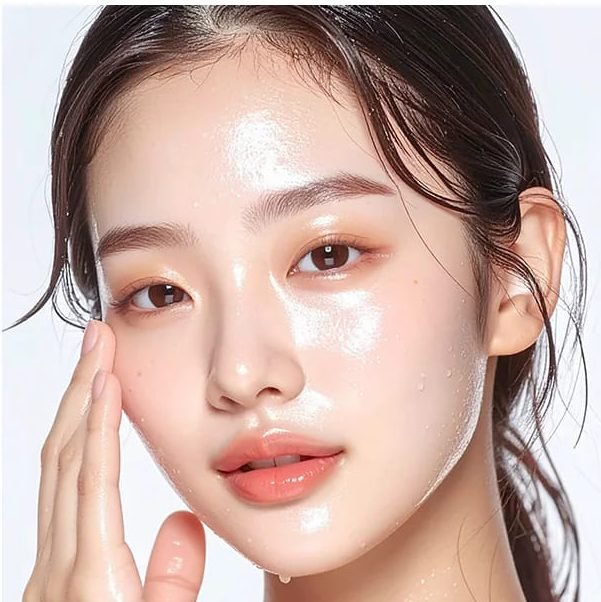 Woman with freshly cleansed, dewy skin